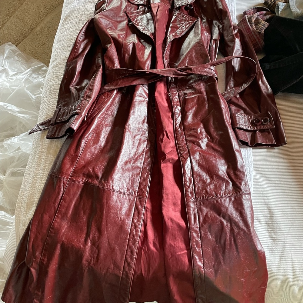 Red Leather Trench Coat